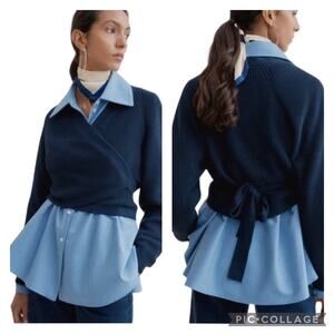 Kowtow Navy Blue Composure Cardigan Wrap Ballet Size Large